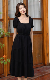 Paige Off-The-Shoulder Resort Dress in Black