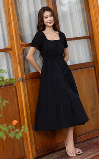 Paige Off-The-Shoulder Resort Dress in Black