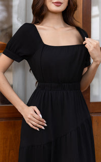 Paige Off-The-Shoulder Resort Dress in Black