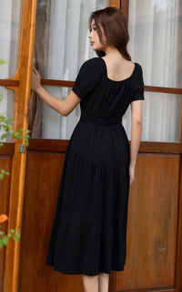 Paige Off-The-Shoulder Resort Dress in Black