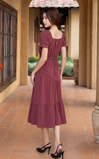 Paige Off-The-Shoulder Resort Dress in Red