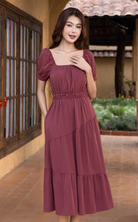 Paige Off-The-Shoulder Resort Dress in Red