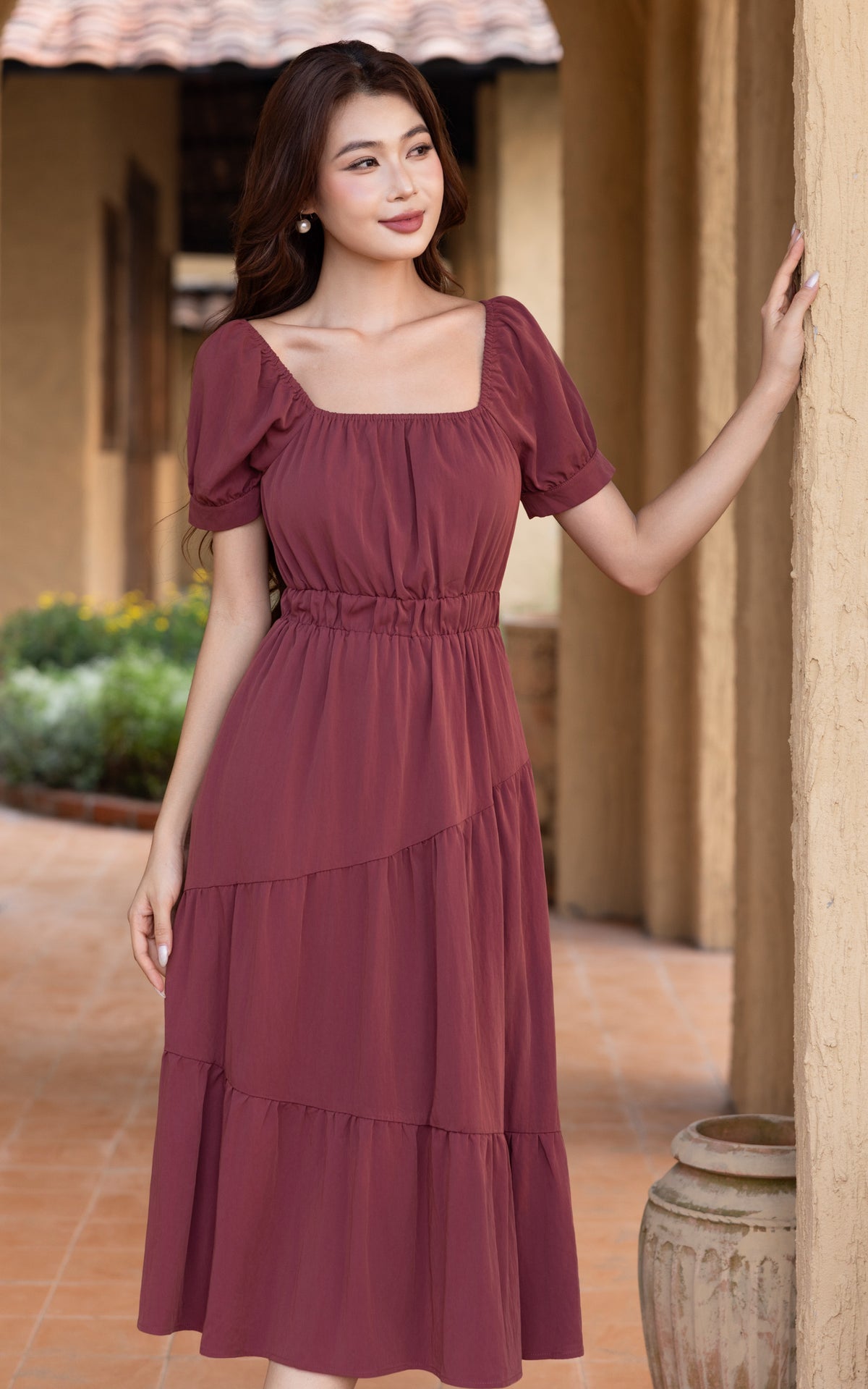 Paige Off-The-Shoulder Resort Dress in Red