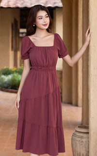 Paige Off-The-Shoulder Resort Dress in Red