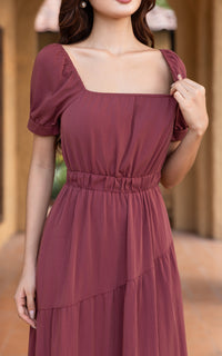 Paige Off-The-Shoulder Resort Dress in Red