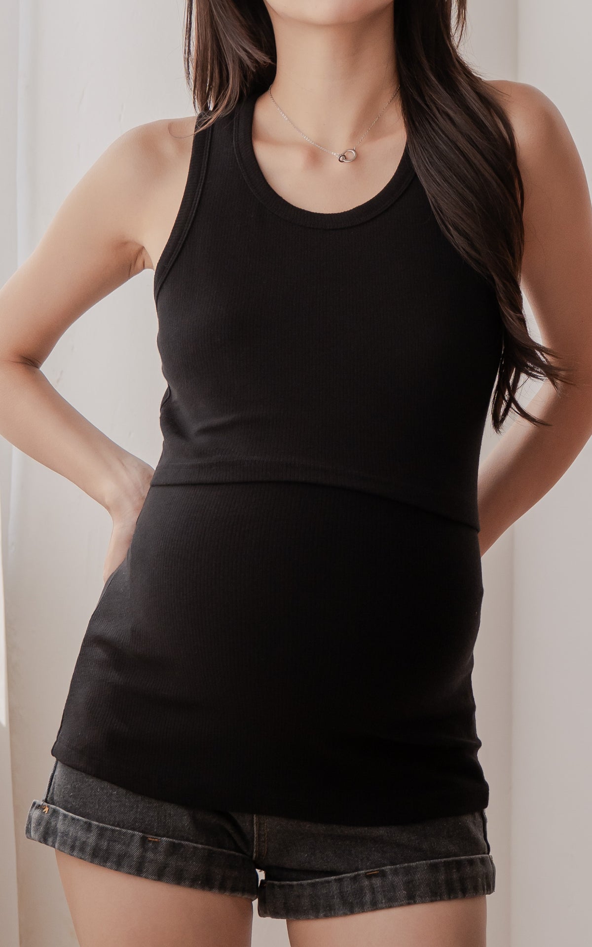 Palmer Knitted Nursing Top in Black