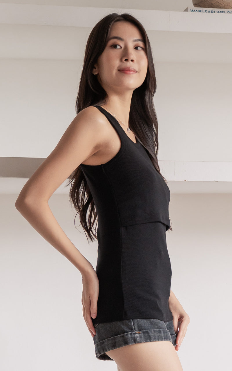 Palmer Knitted Nursing Top in Black