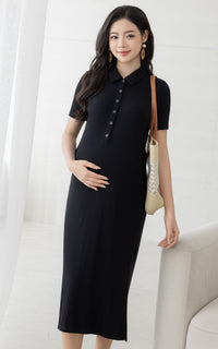 Parker Polo Nursing Dress in Black