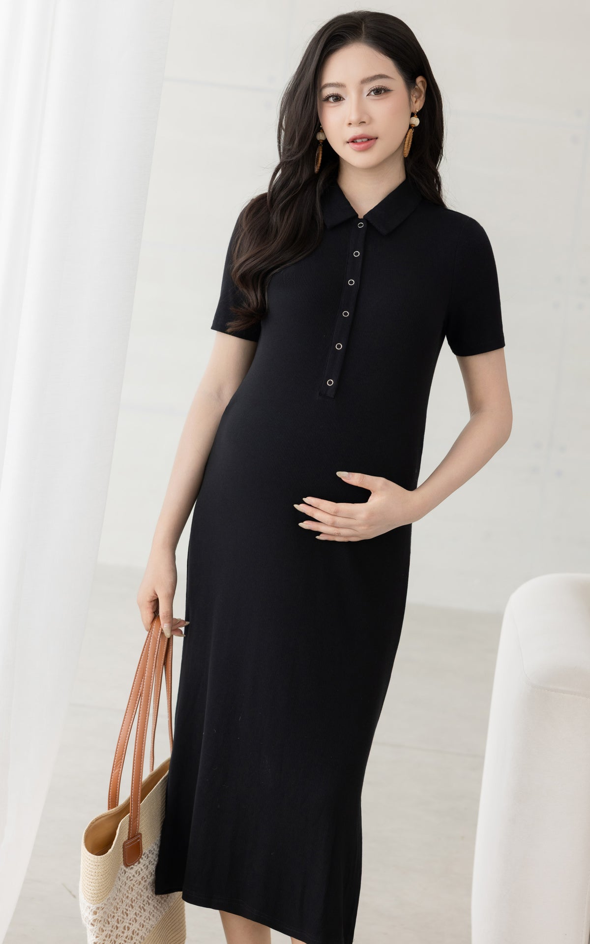 Parker Polo Nursing Dress in Black