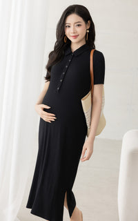 Parker Polo Nursing Dress in Black