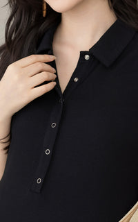 Parker Polo Nursing Dress in Black