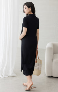Parker Polo Nursing Dress in Black