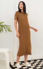 Parker Polo Nursing Dress in Brown