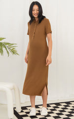 Parker Polo Nursing Dress in Brown