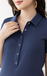 Parker Polo Nursing Dress in Navy