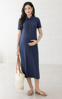 Parker Polo Nursing Dress in Navy