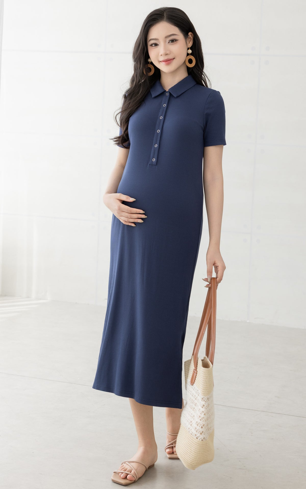 Parker Polo Nursing Dress in Navy