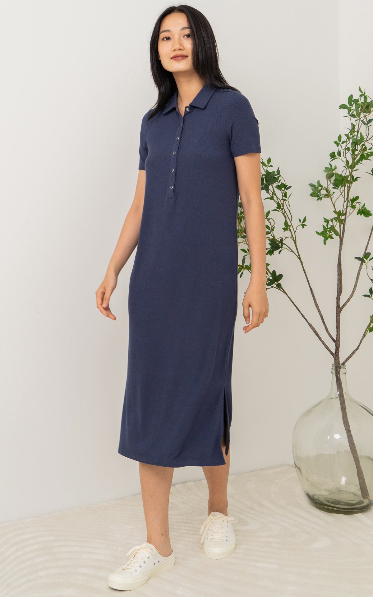 Parker Polo Nursing Dress in Navy