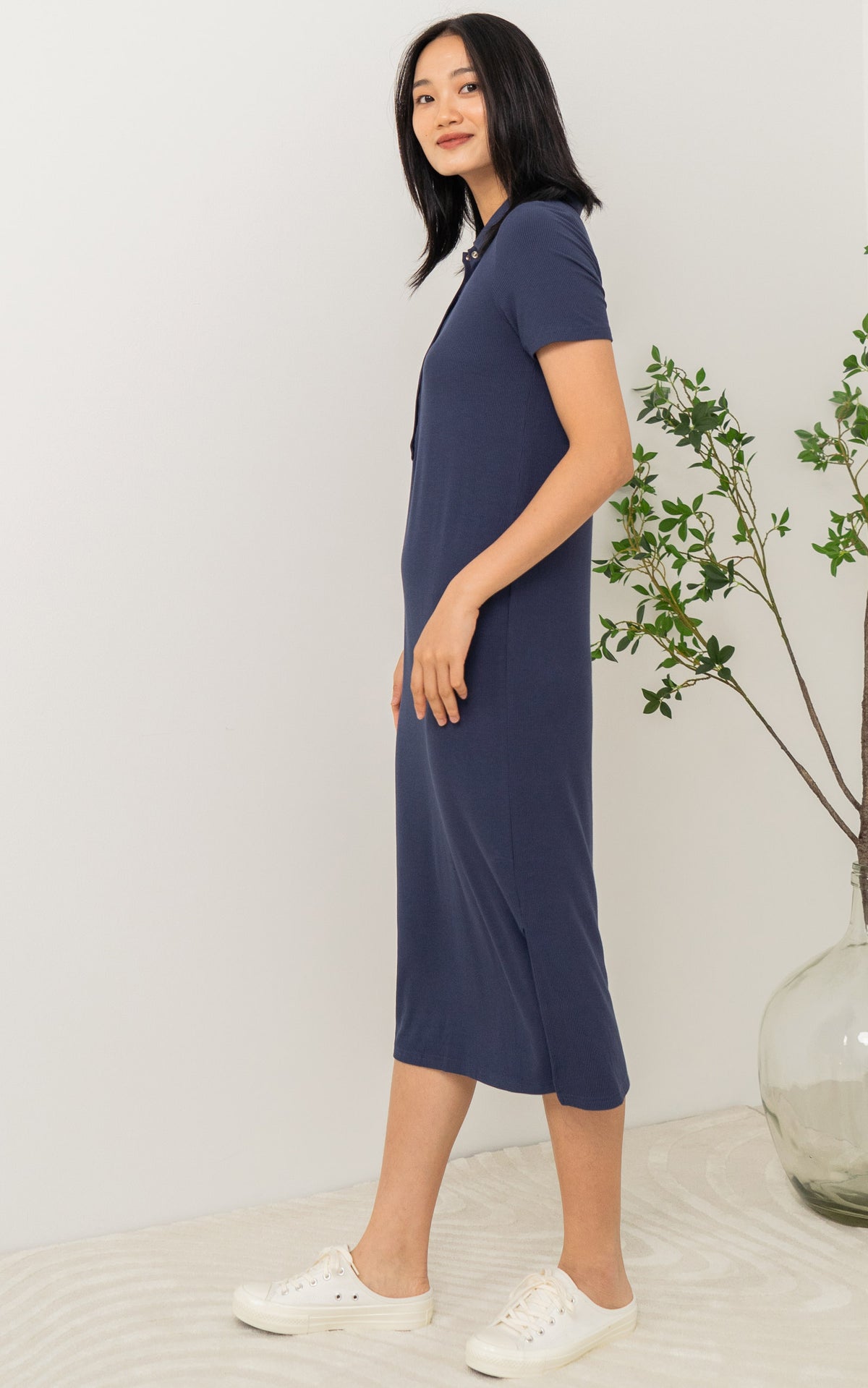 Parker Polo Nursing Dress in Navy