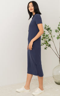 Parker Polo Nursing Dress in Navy