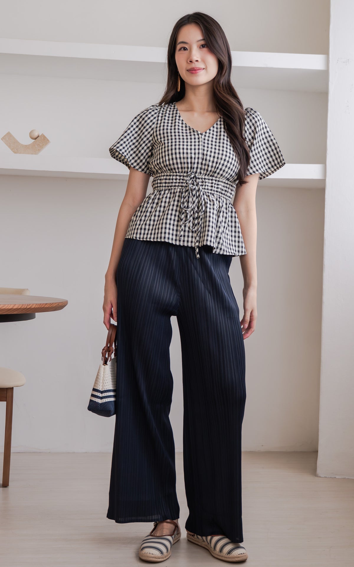 Phoenix Checkered Nursing Top in Black