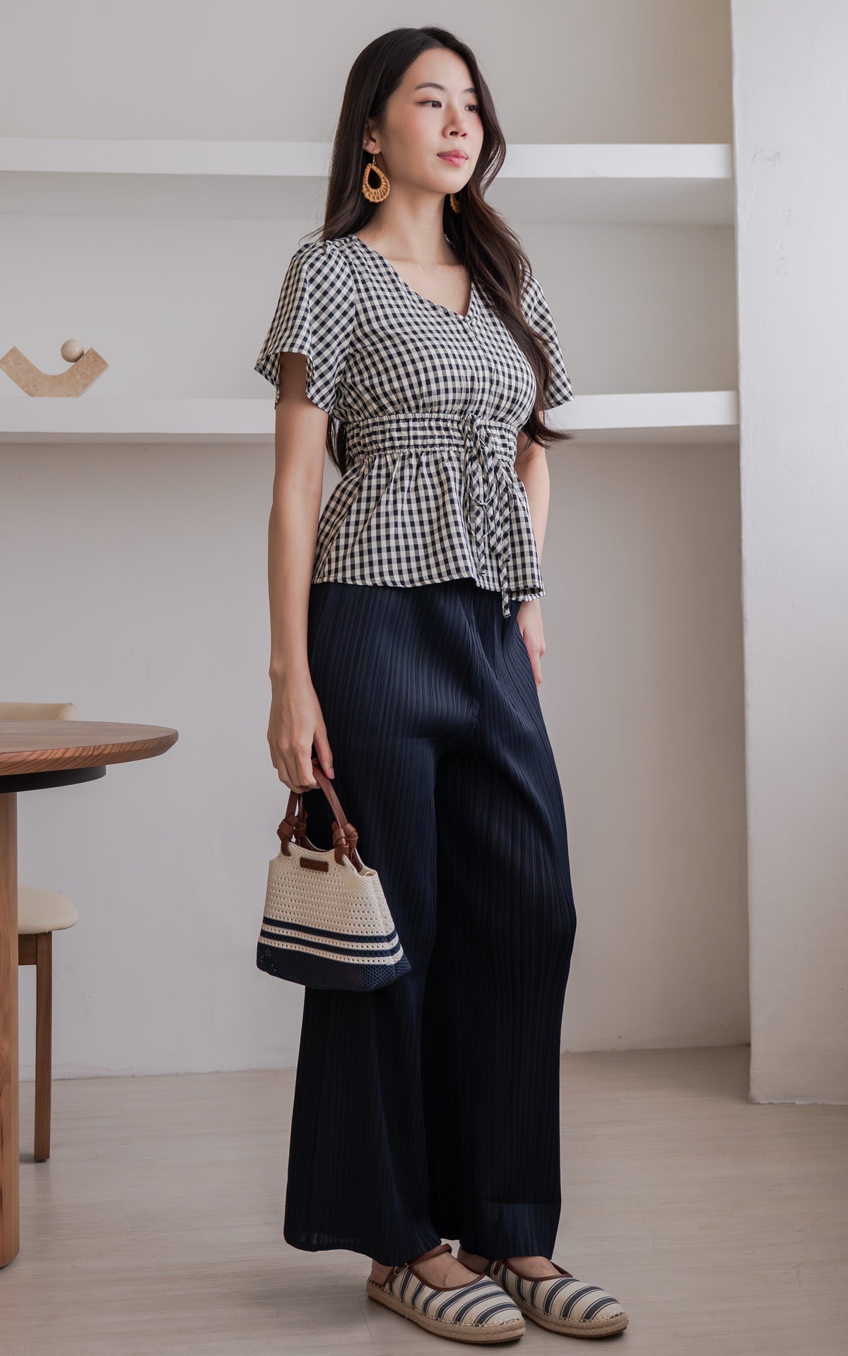 Phoenix Checkered Nursing Top in Black