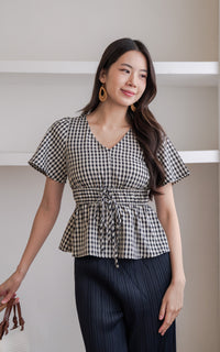 Phoenix Checkered Nursing Top in Black