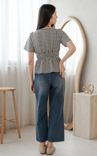 Phoenix Checkered Nursing Top in Black
