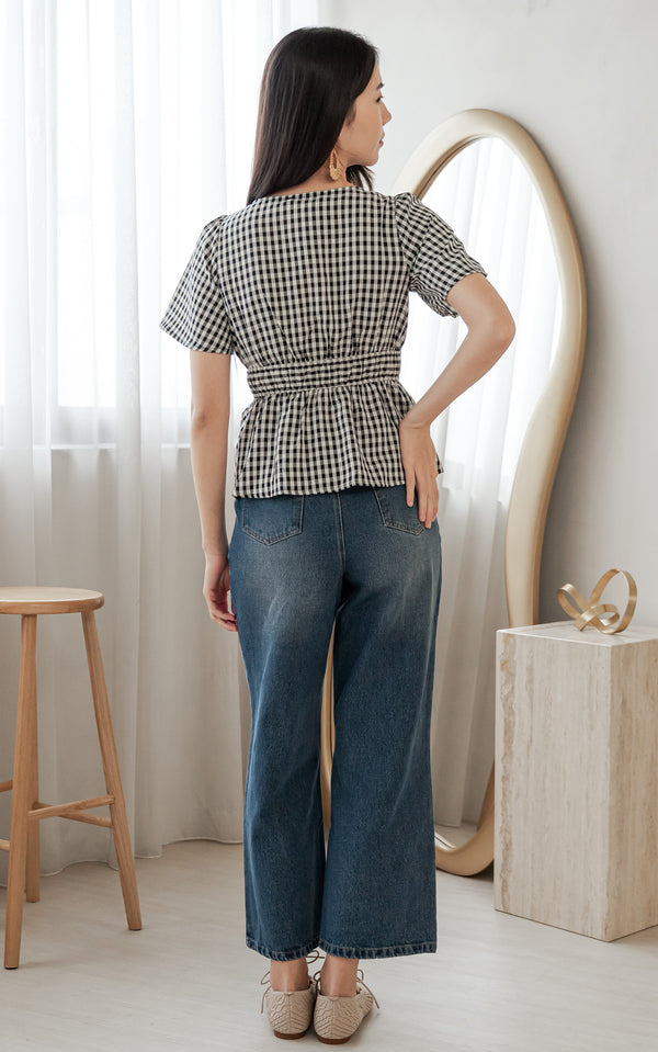 Phoenix Checkered Nursing Top in Black