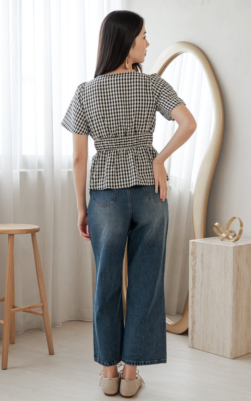 Phoenix Checkered Nursing Top in Black