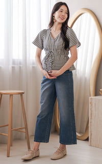 Phoenix Checkered Nursing Top in Black