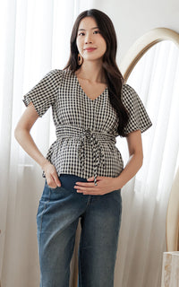 Phoenix Checkered Nursing Top in Black