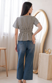 Phoenix Checkered Nursing Top in Black