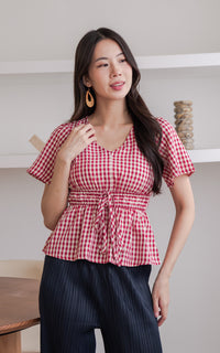 Phoenix Checkered Nursing Top in Red