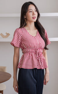 Phoenix Checkered Nursing Top in Red