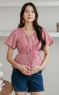 Phoenix Checkered Nursing Top in Red