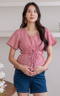 Phoenix Checkered Nursing Top in Red