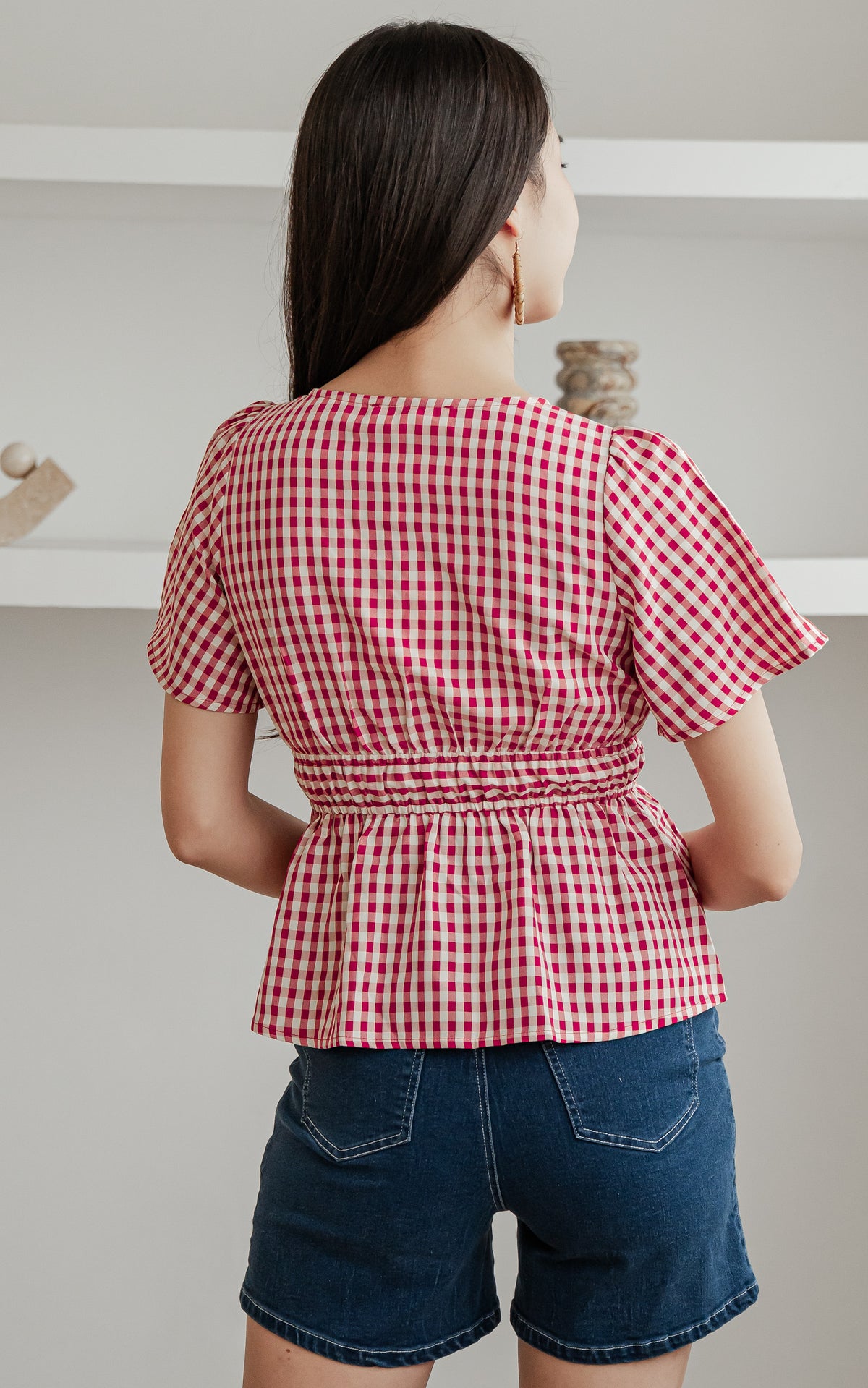 Phoenix Checkered Nursing Top in Red