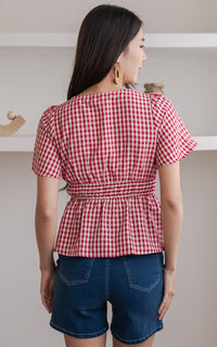 Phoenix Checkered Nursing Top in Red