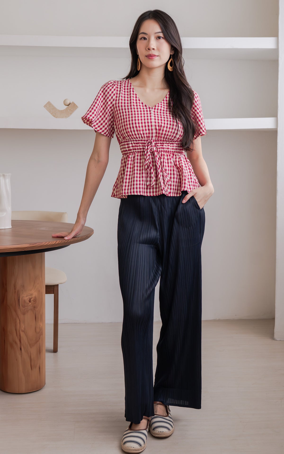 Phoenix Checkered Nursing Top in Red