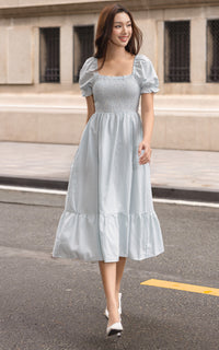 Rebecca Checkered Nursing Dress in Light Blue