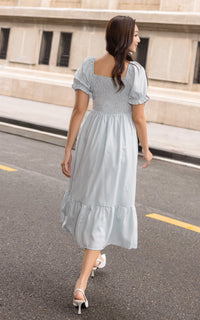 Rebecca Checkered Nursing Dress in Light Blue