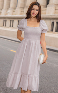 Rebecca Checkered Nursing Dress in Purple