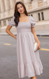 Rebecca Checkered Nursing Dress in Purple