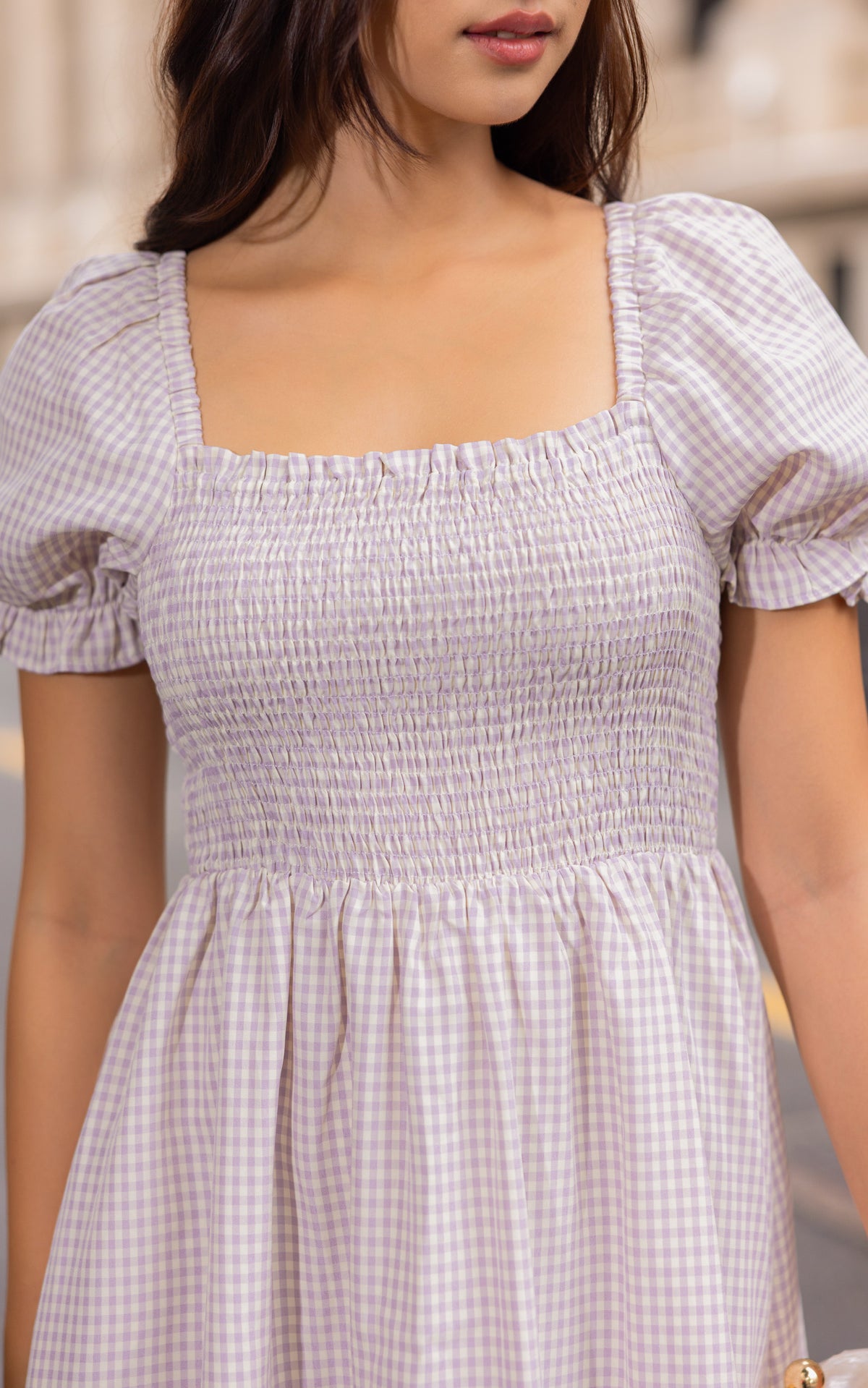 Rebecca Checkered Nursing Dress in Purple