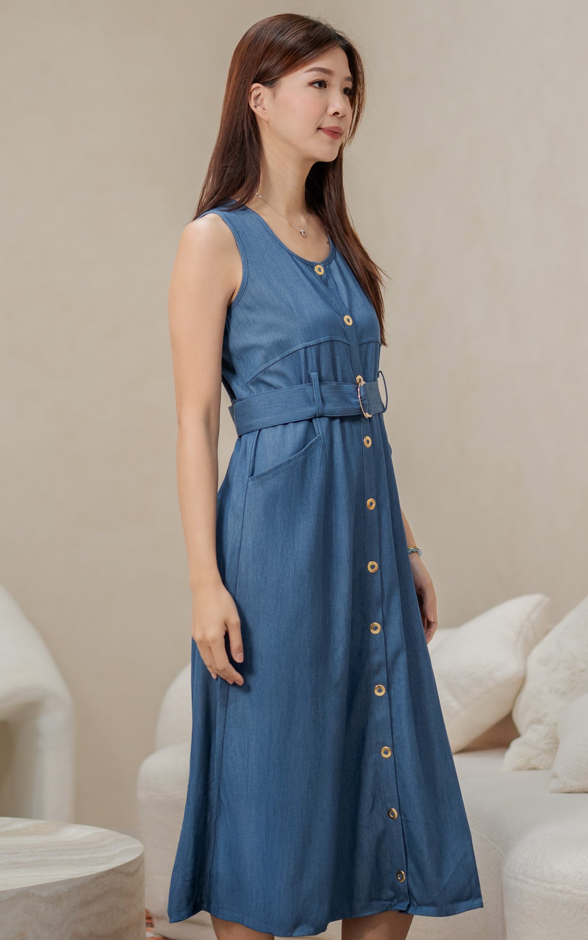 Regina Denim Nursing Dress in Blue