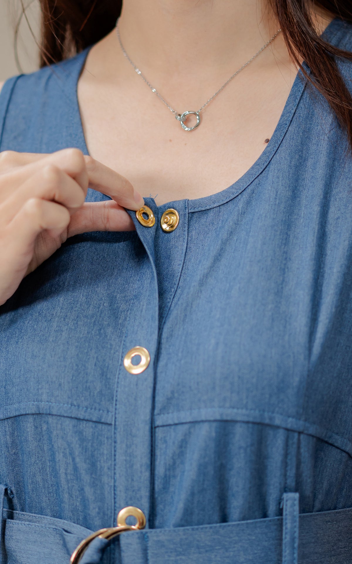 Regina Denim Nursing Dress in Blue