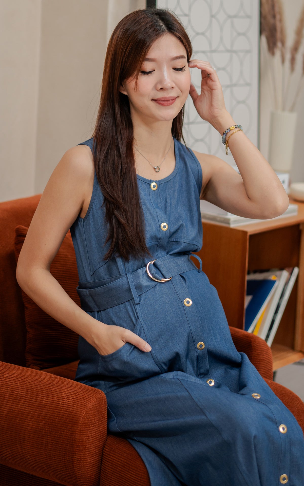 Regina Denim Nursing Dress in Blue