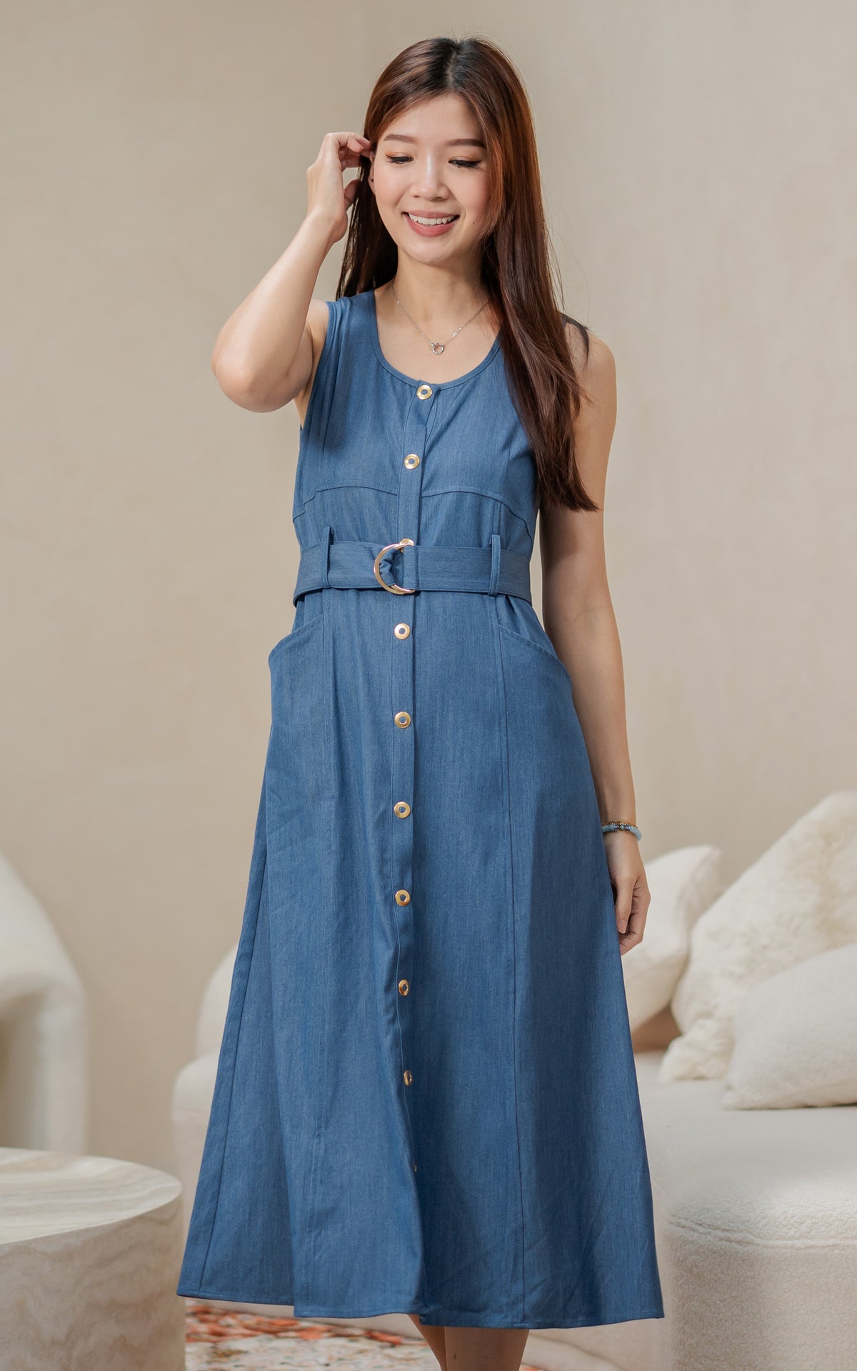 Regina Denim Nursing Dress in Blue