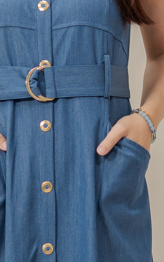 Regina Denim Nursing Dress in Blue